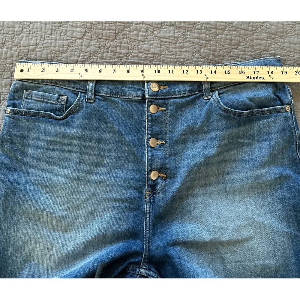 Lee Heritage Relaxed Fit High Rise Button‎ Fly Denim Shorts Blue Womens 20M